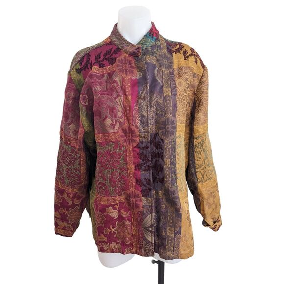 Drapers & Damons Size Large Patchwork Tribal Floral Tapestry Hippie Jacket - Picture 1 of 12